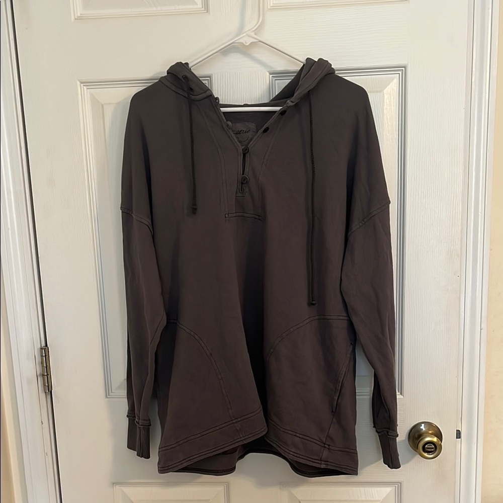 Aerie Gray Henley Hoodie